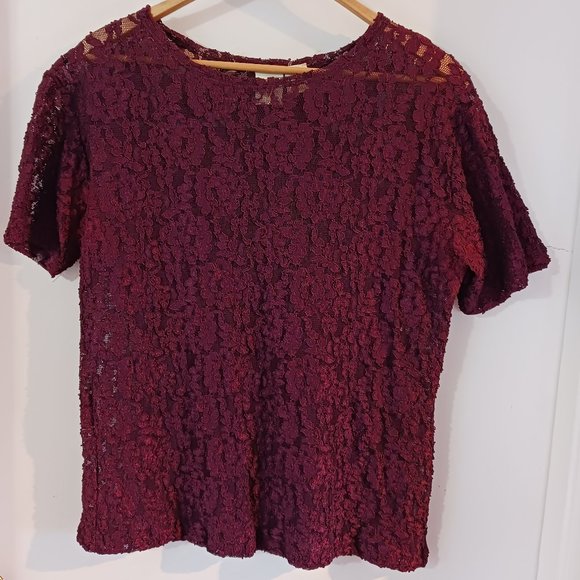 Victoria's Secret Women's Lace Top Large, Burgundy Red - Picture 1 of 4